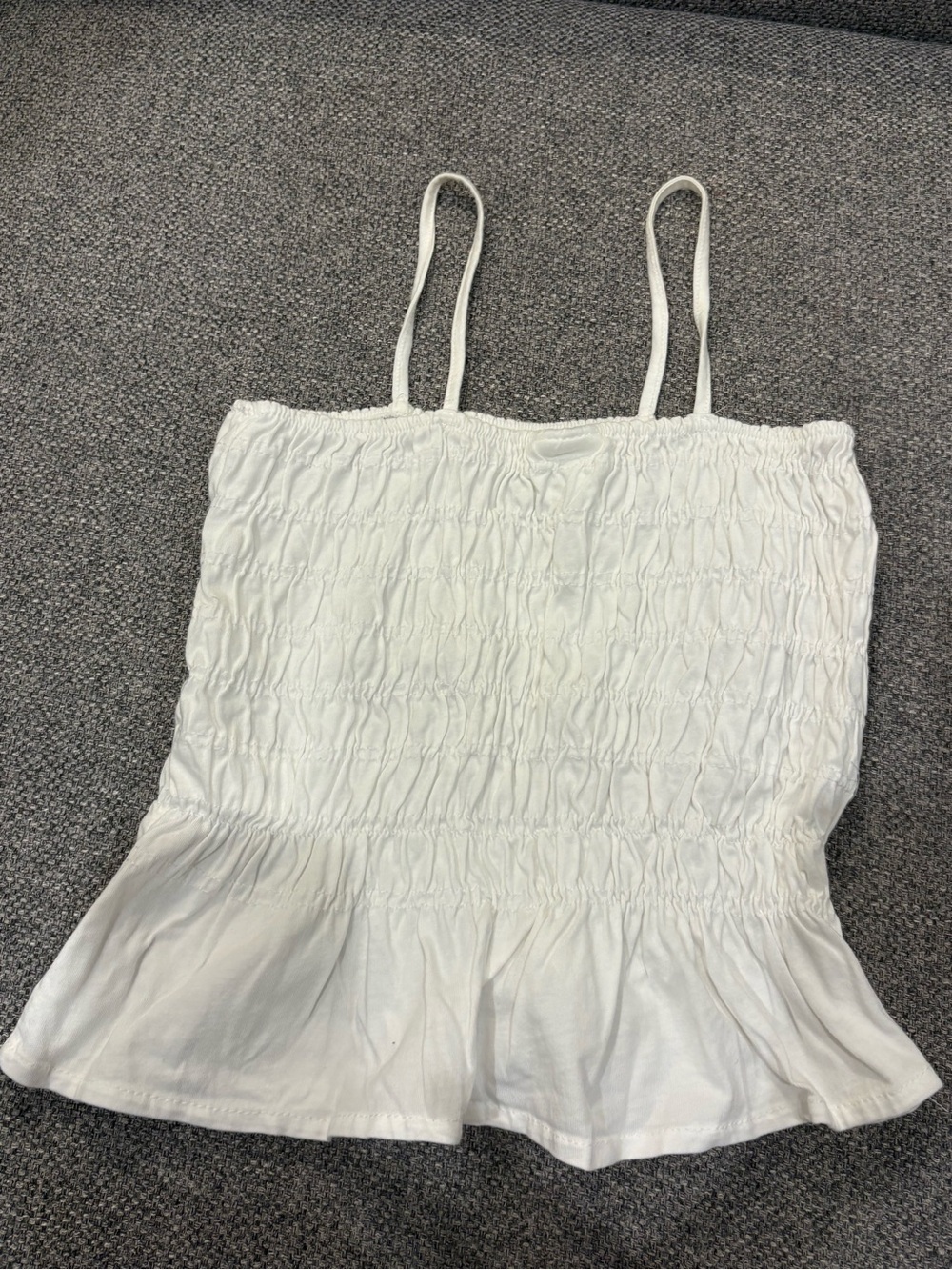 Zara White Smocked Peplum Tank Top - Girls